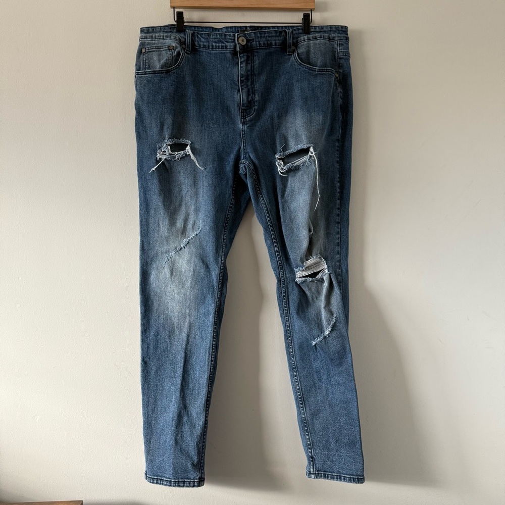 Serenede Jeans Distressed Stretch Streetwear Skater Denim Slim Fit Mens 44x32